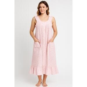 NWT Vintage Miss Elaine for Lord & Taylor Cotton Floral sleeveless Nightgown M